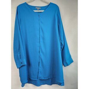 Jessica London Blue Layered Chiffon Long Sleeve Shift Dress Plus Size 18W